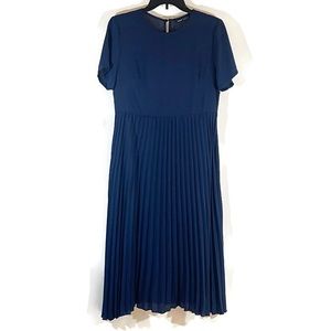 Shein Navy Blue Pleated Midi Dress